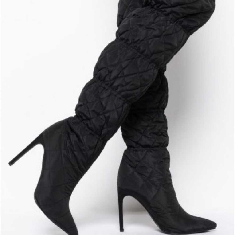 NEW STILETTO LONG BLACK BOOTS SZ 10